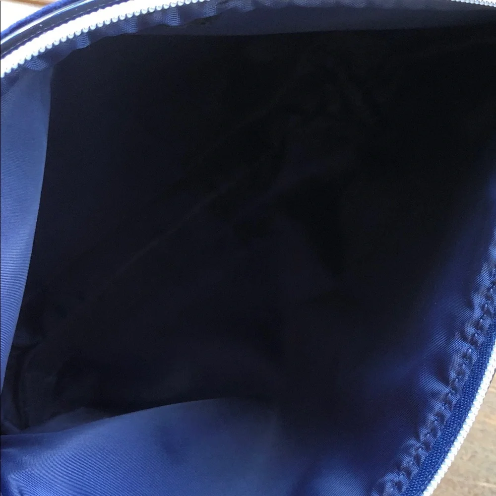 Lancome Dark Blue Velvet Luxury Makeup Cosmetics Bag Wrist Strap Zipper Clutch